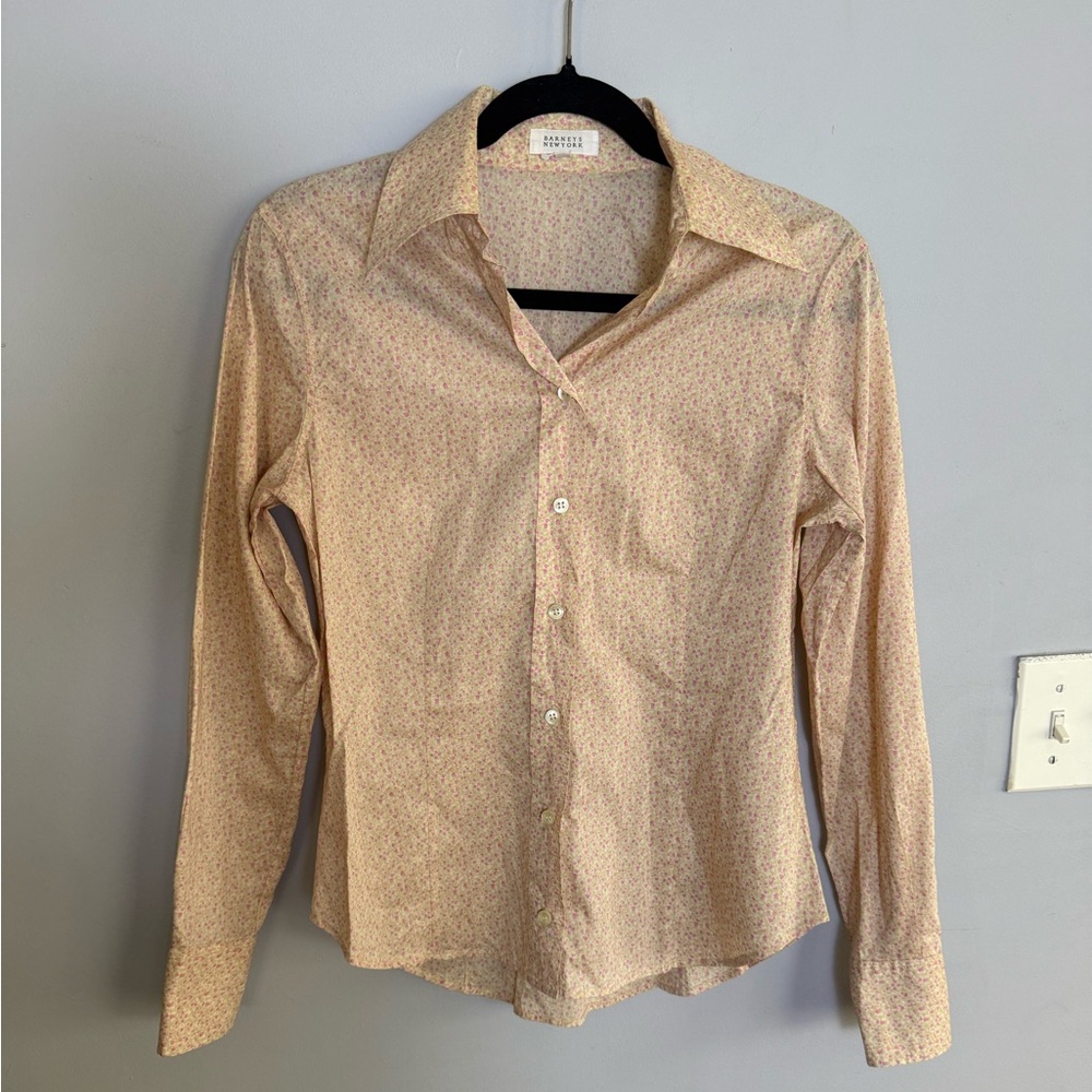 Barney’s New York button down women’s flower shirt size L